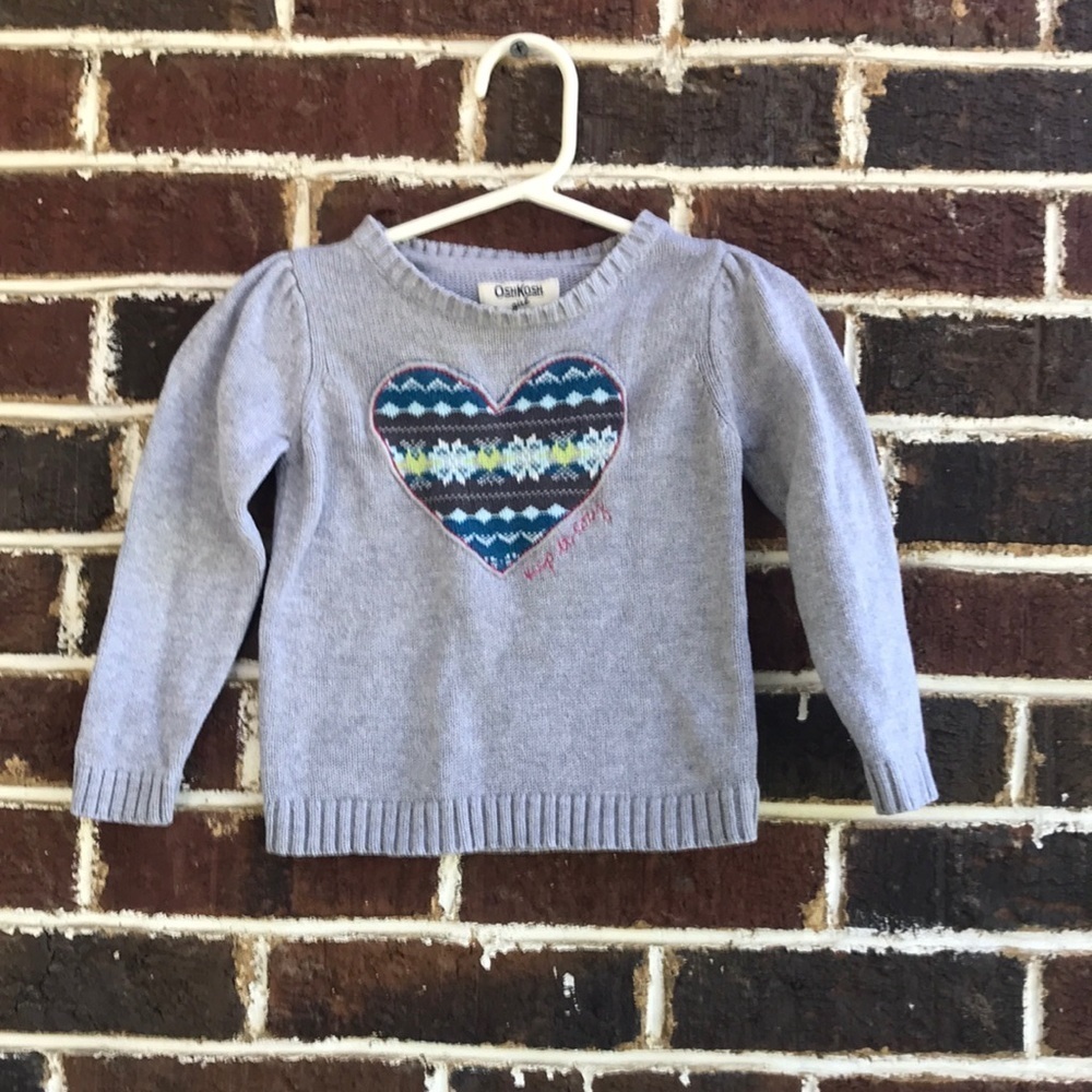 Osh Kosh B’Gosh girls grey heart sweater Sz 24 mos